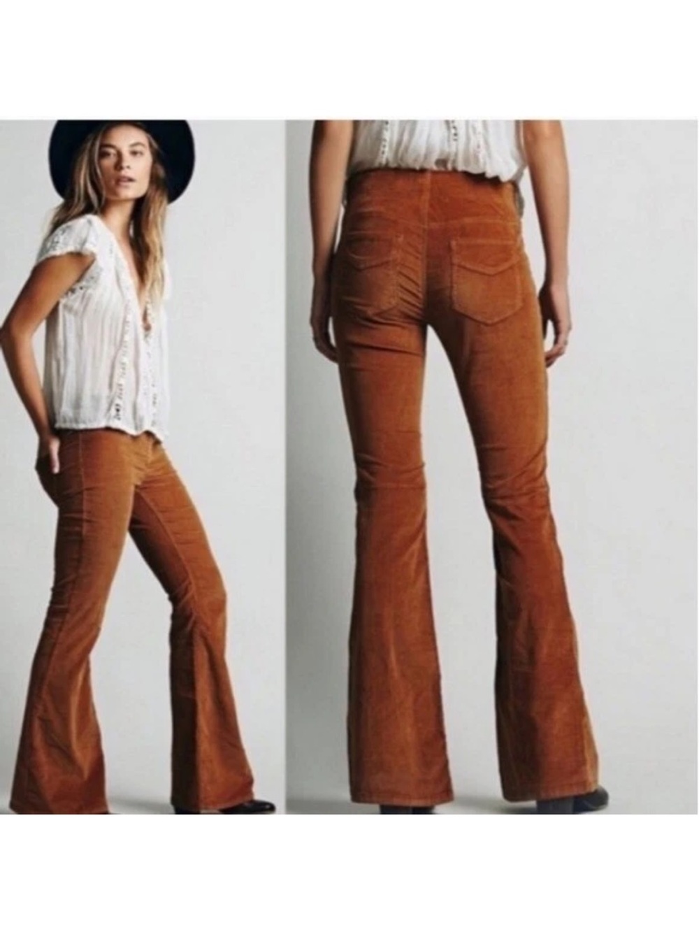 Free People Brown/rust corduroy Flare Pants size 28